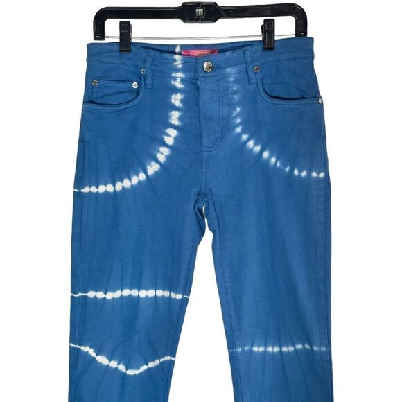 Catherine Malandrino Women Size 10 Blue White Printed Straight Jeans Mid Rise Ti - Picture 6 of 9